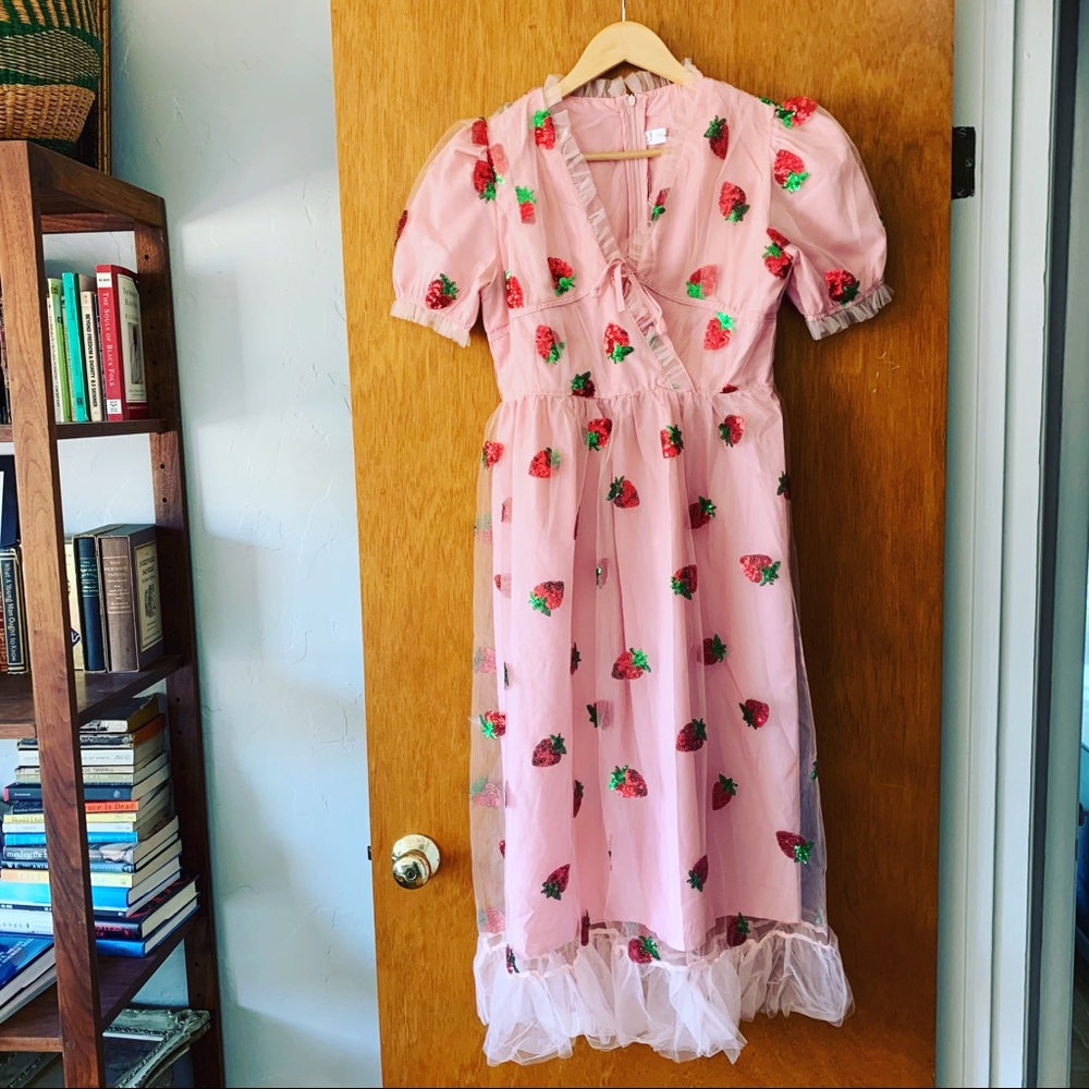 Shiran Fushi sequin strawberry tulle dress